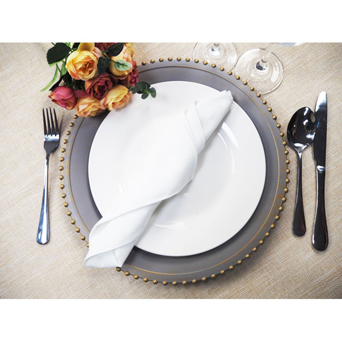 Beaded Antique Grey Disposable Wedding Charger Plates