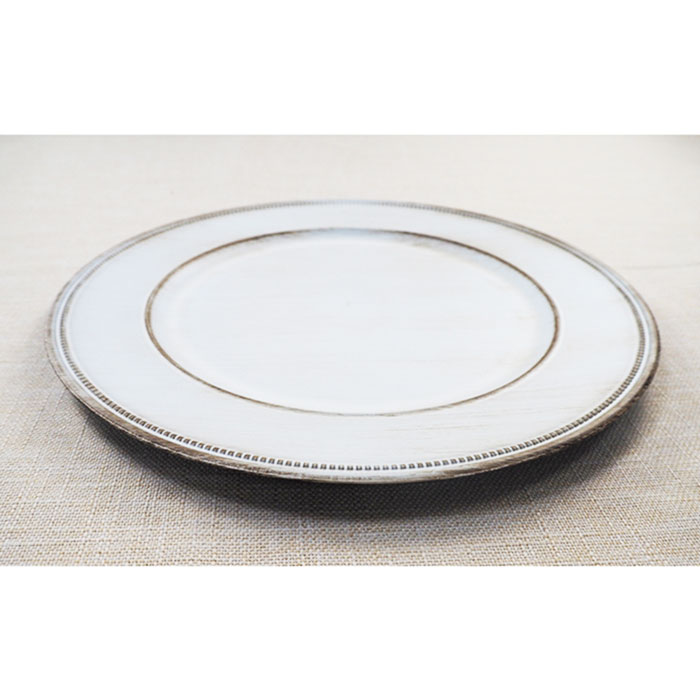 Gold Rim Antique White Disposable Wedding Charger Plates
