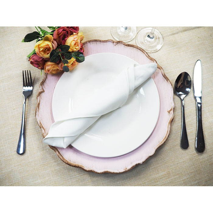 Elegant Round Pink Plastic Charger Plates for Party