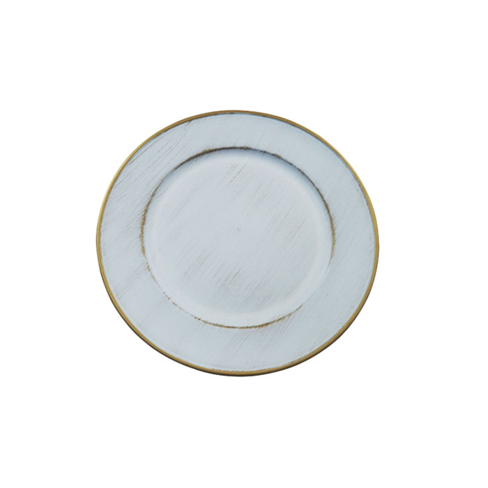 Round Gold Rim Plastic Charger Plate