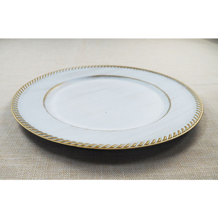 Round Gold Beaded Dinner Charger Plates