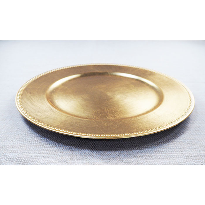 Round Beaded Dinner Gold Charger Plates