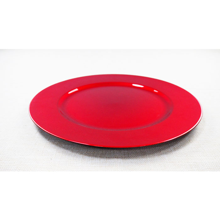 Glitter Red Round Plastic Charger Plates
